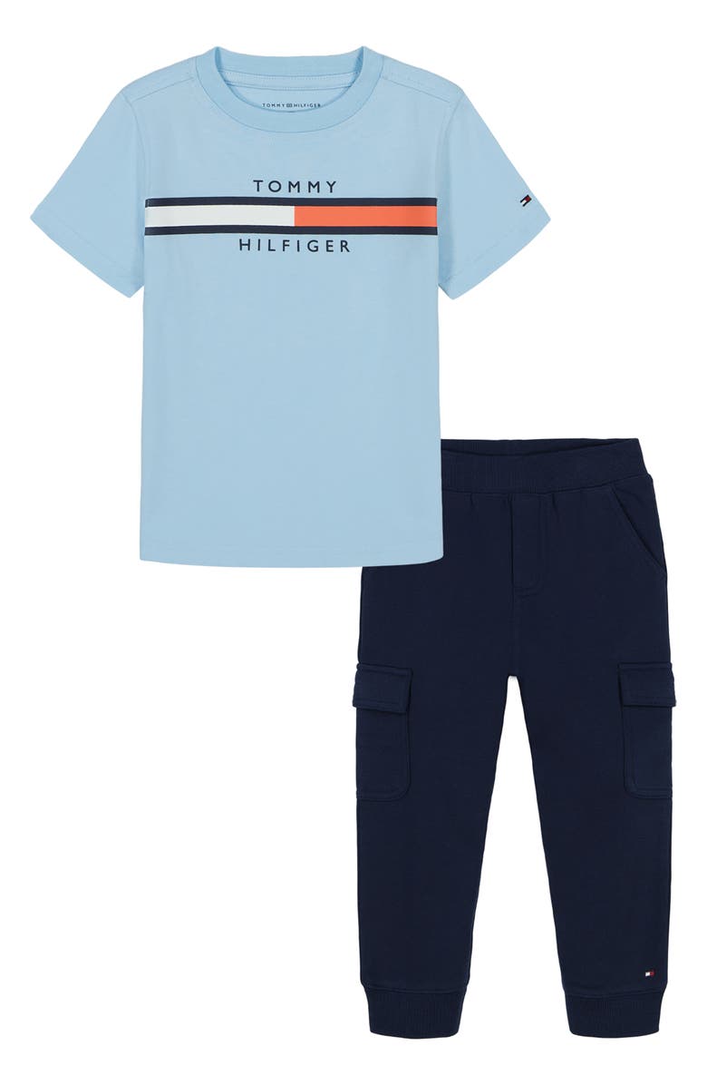 Tommy Hilfiger Kids' Logo Graphic T-Shirt & Fleece Cargo Joggers Set, Main, color,