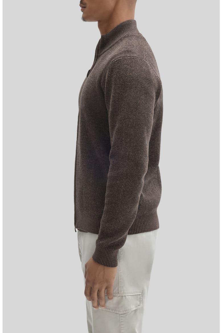 Idris Full Zip Mock Neck Sweater, Alternate, color, BROWN