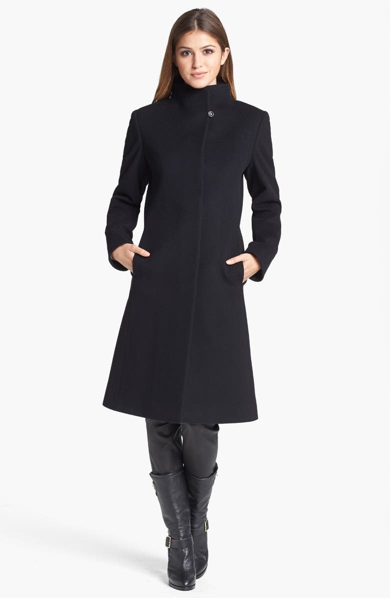 Cinzia Rocca DUE Funnel Neck Wool Blend Coat, Main, color, 