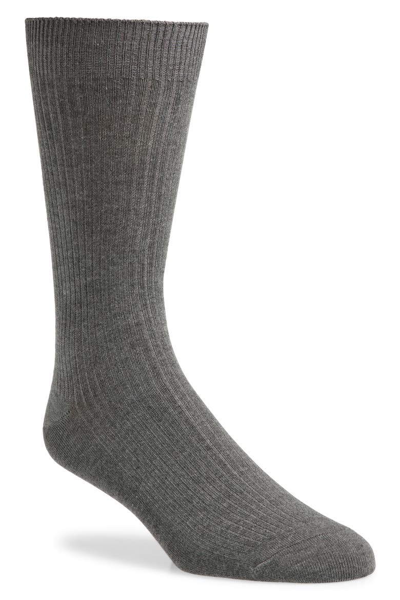 Casual Rib Crew Socks, Main, color, GREY HEATHER