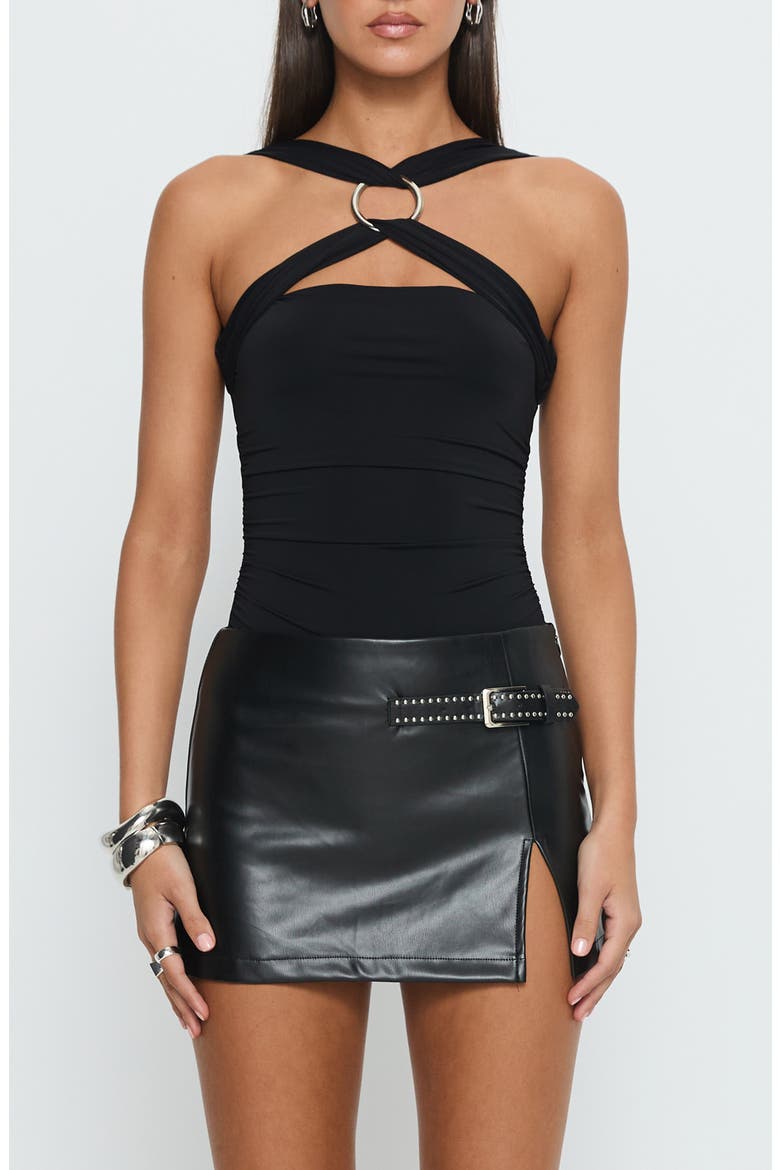 Destanee Ring Detail Bodysuit, Main, color, BLACK
