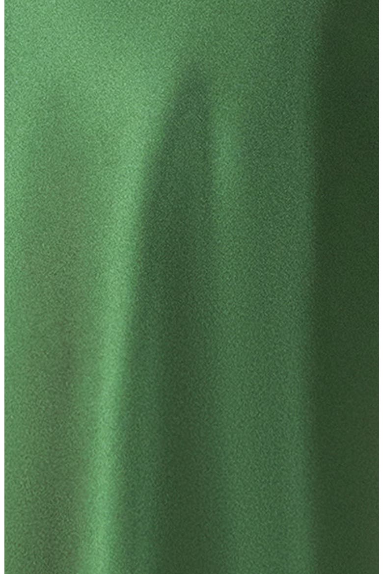 Bow Detail One-Shoulder Satin Gown, Alternate, color, MOSS