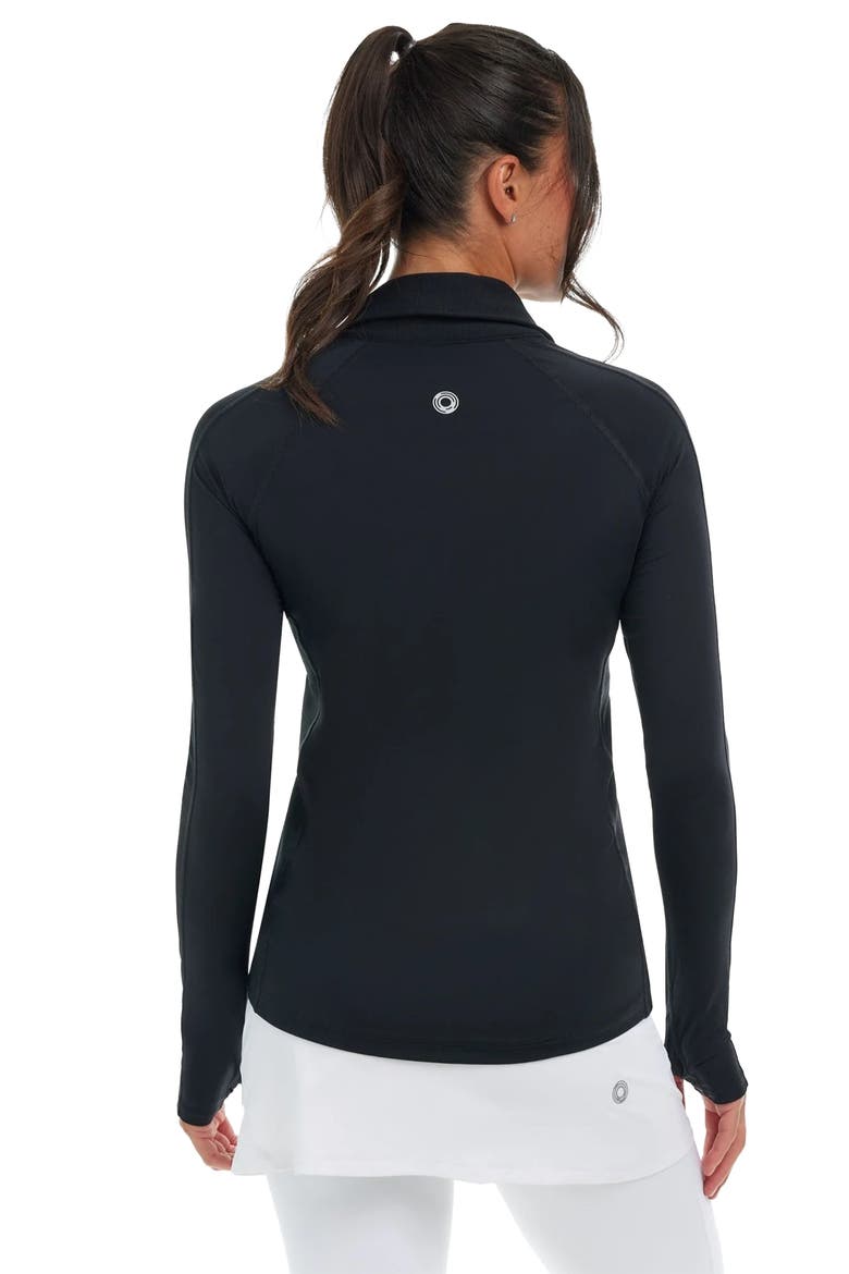 Women's Long Sleeve Quarter Zip Polo with Sun and UV Protection, Alternate, color, Black
