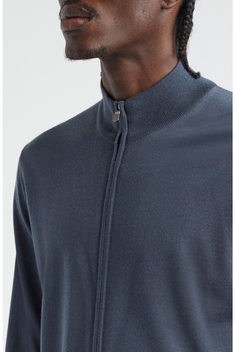 Mock Neck Zip Cardigan, Alternate, color, SLATE BLUE