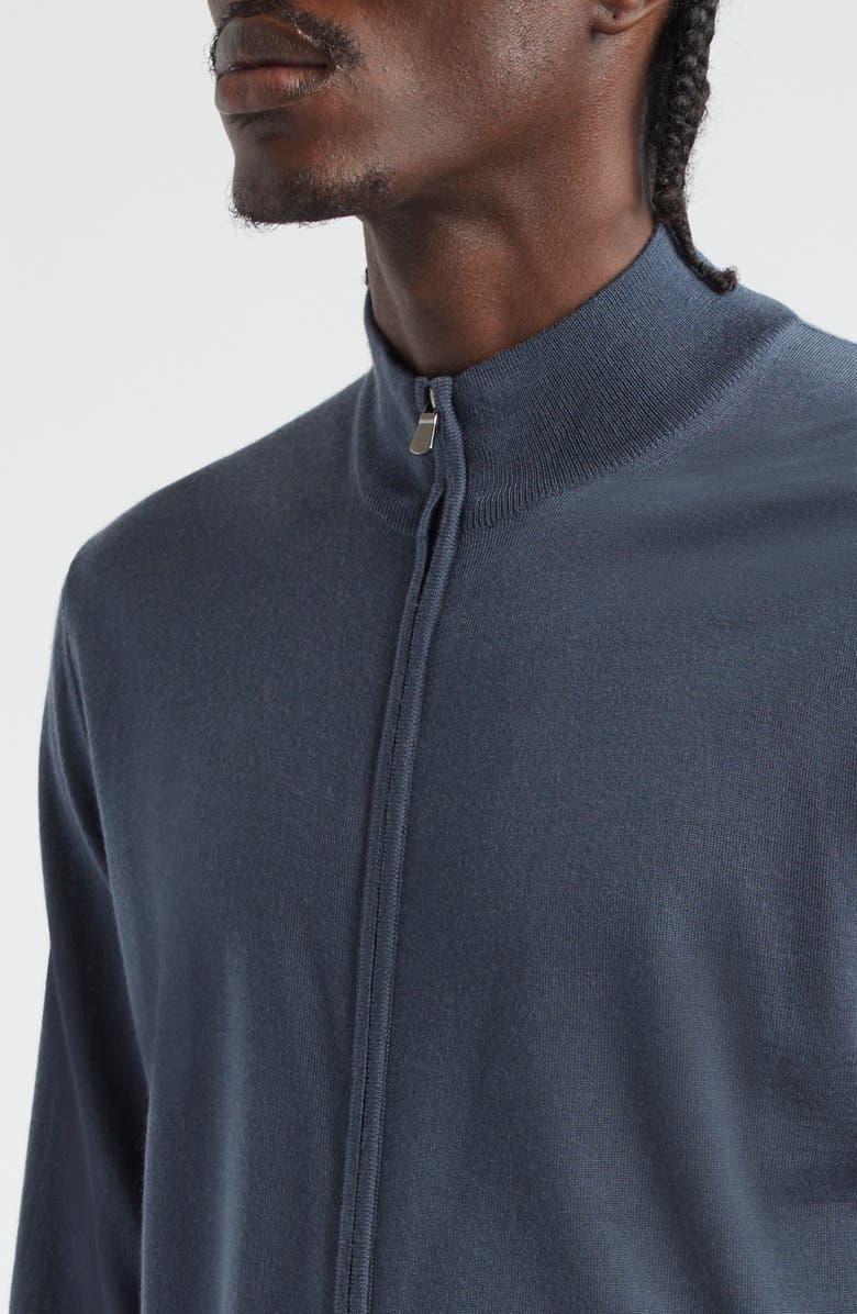 Thom Sweeney Mock Neck Zip Cardigan, Alternate, color, Slate Blue