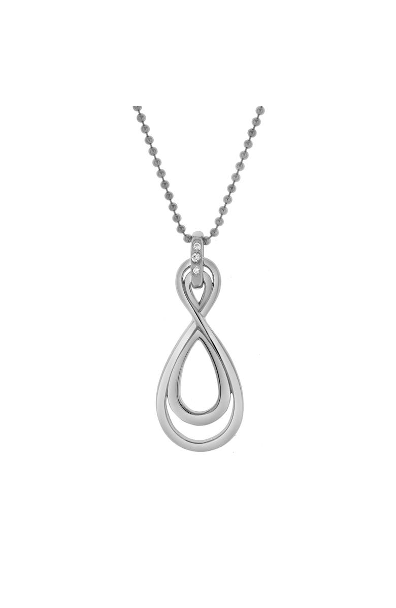 LuvMyJewelry Calithea Sterling Silver 0.03 Ct Diamond Infinity Teardrop Pendant, Main, color, 925 Sterling Silver