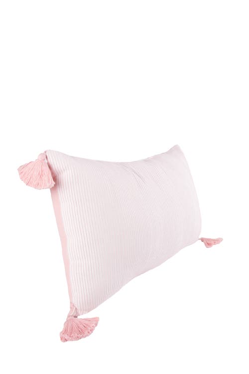 Carol & Frank Bree Vertical Stripe Tasseled Cotton Accent Pillow In Pink