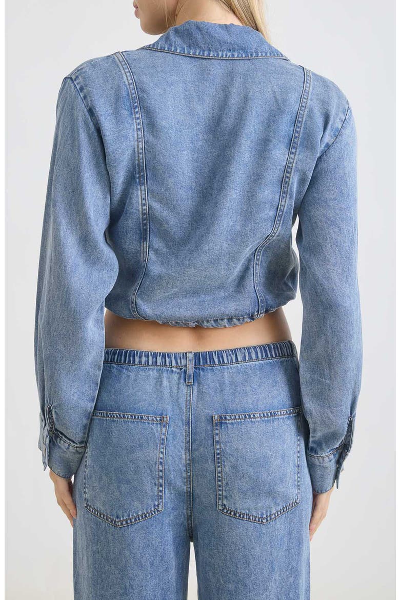 Denim Cropped Button Front Top, Alternate, color, DENIM