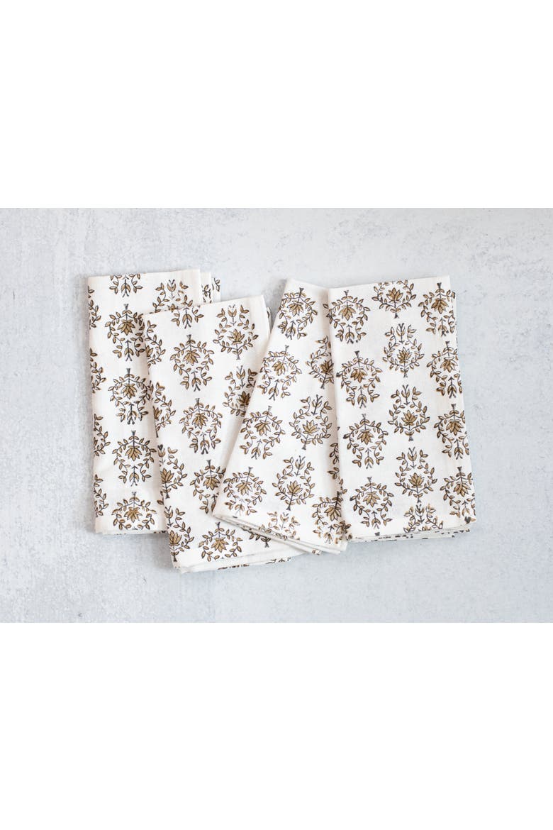Lotus Napkins - Set of 4, Alternate, color, Black & Chai
