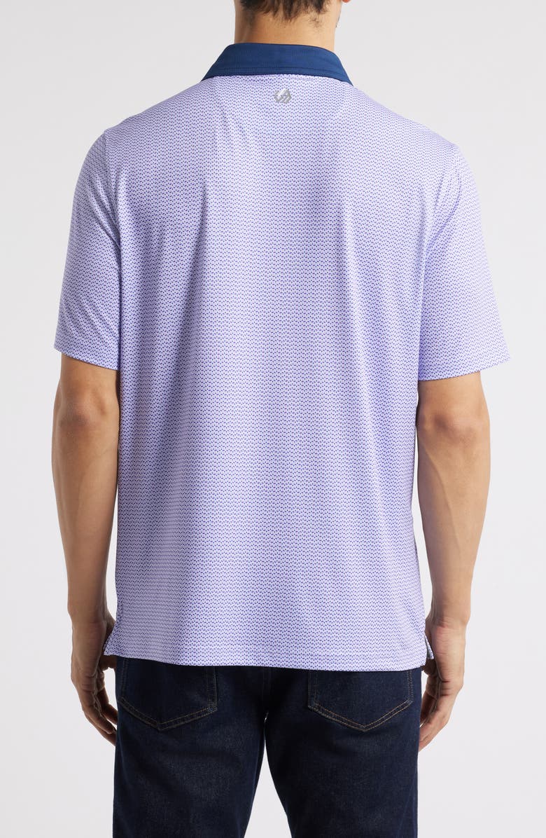 Johnston & Murphy XC4<sup>®</sup> + Cool Degree<sup>™</sup> Geo Print Performance Golf Polo, Alternate, color, Purple/Navy