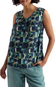 Seasalt Cornwall Cobbs Well Printed Sleeveless Organic Cotton Top