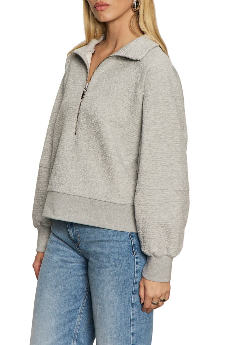 Sanctuary Textured Half-Zip Sweatshirt, Alternate, color, Heather Grey