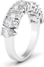 HauteCarat Pear, Oval & Emerald Cut Lab Created Diamond Half Eternity Ring
