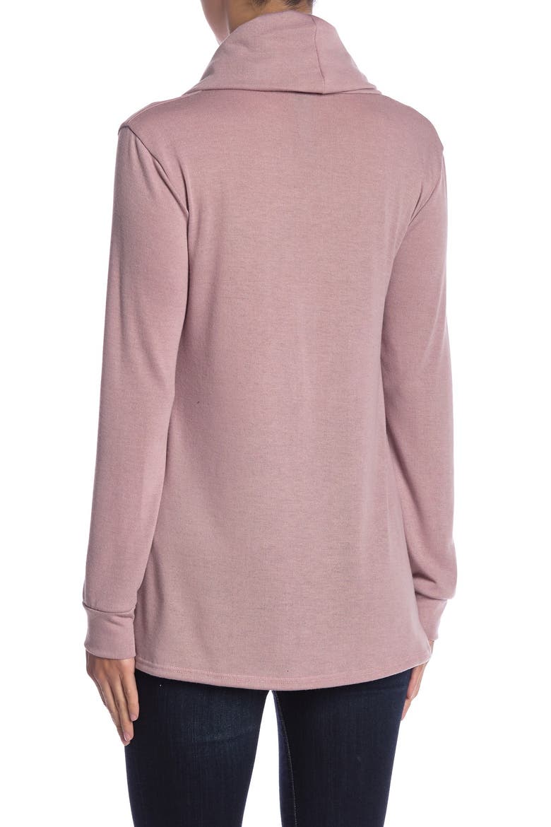 Cowl Neck High/Low Tunic Sweater, Alternate, color, PINK