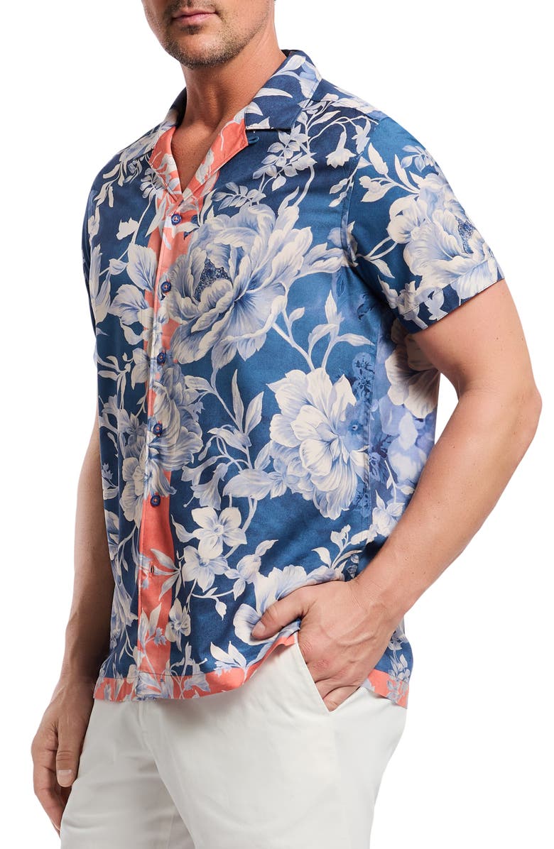 Robert Graham Malta Floral Camp Shirt, Alternate, color, Navy