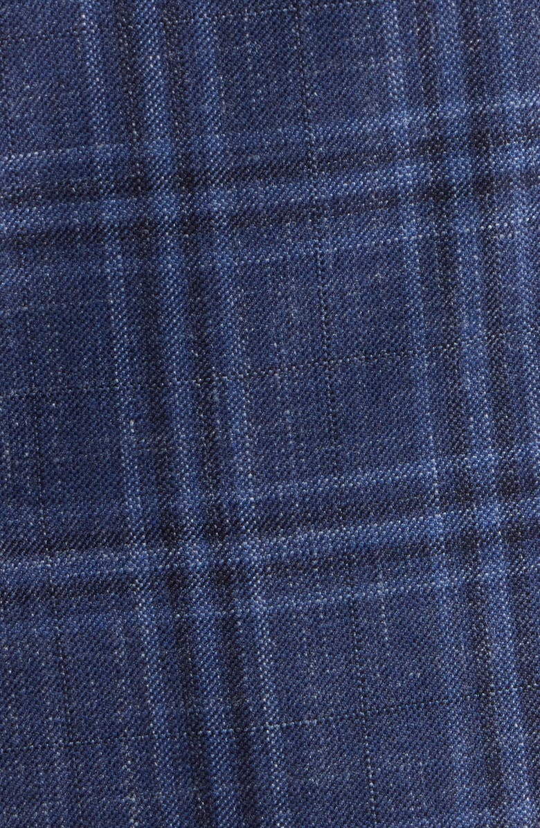 BOSS Hutson Slim Fit Blue Check Wool & Silk Blend Sport Coat, Alternate, color, Medium Blue