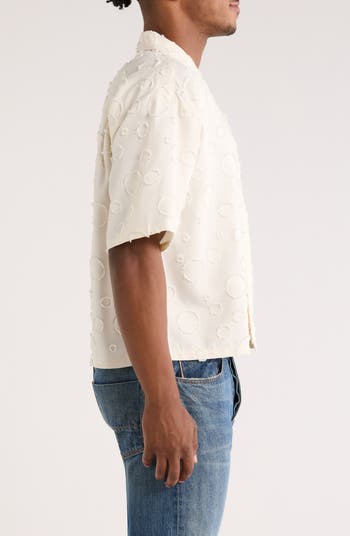 Textured Polka Dot Camp Shirt