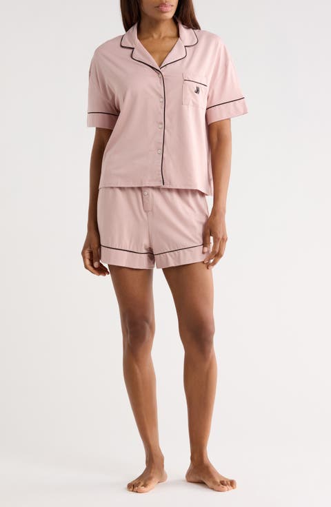 Short Sleeve Button-Up Top & Shorts Pajamas