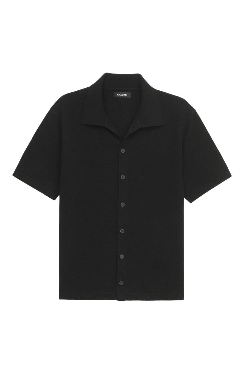 NAADAM Signature Cashmere Short Sleeve Button Down, Alternate, color, Black