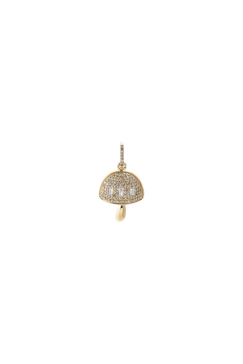 Diamond Pave X Baguette Mushroom Charm 14K, Main, color, 14K Gold