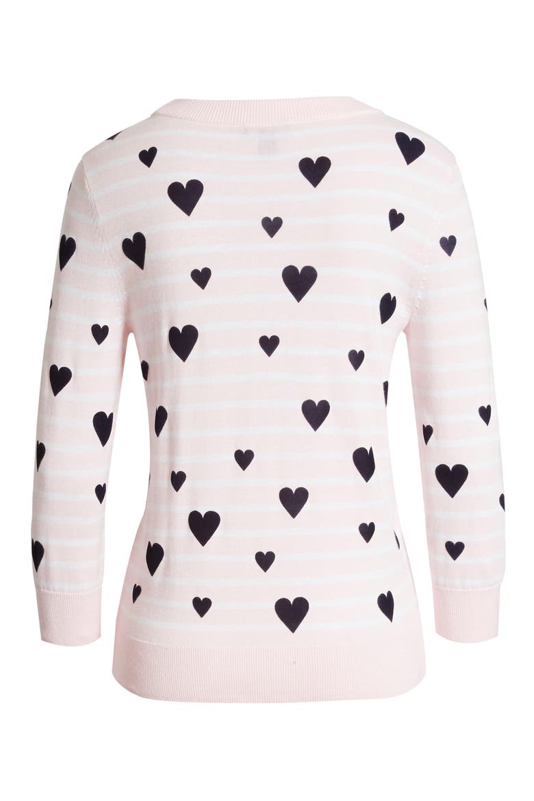 x Atlantic-Pacific Heart Flocked Stripe Sweater, Alternate, color, PINK- WHITE STRIPE HEARTS