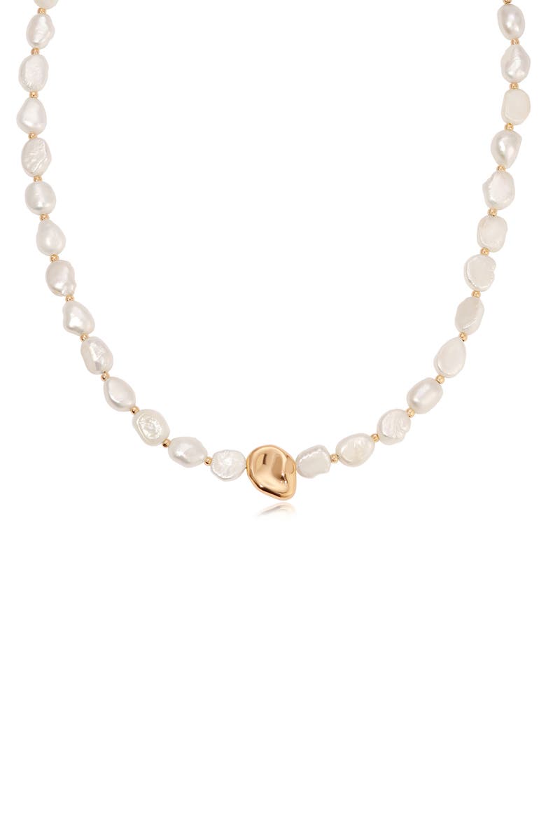 Freshwater Pearl Necklace, Main, color, GOLD