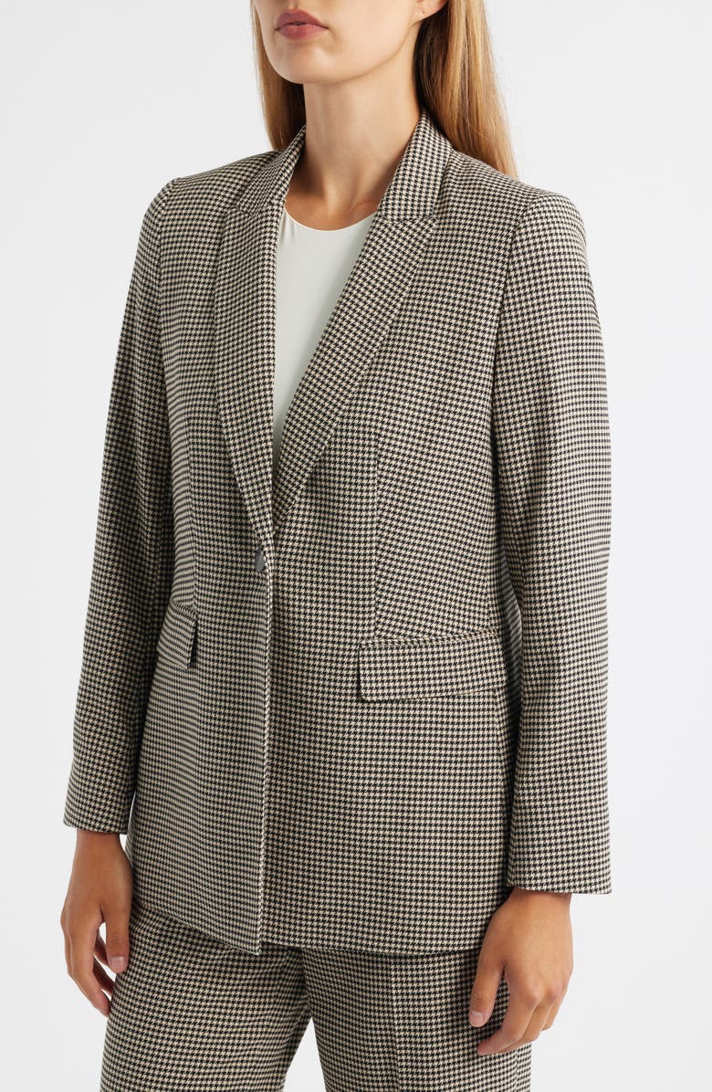 Anne Klein Herringbone One-Button Blazer, Alternate, color, Anne Black Multi