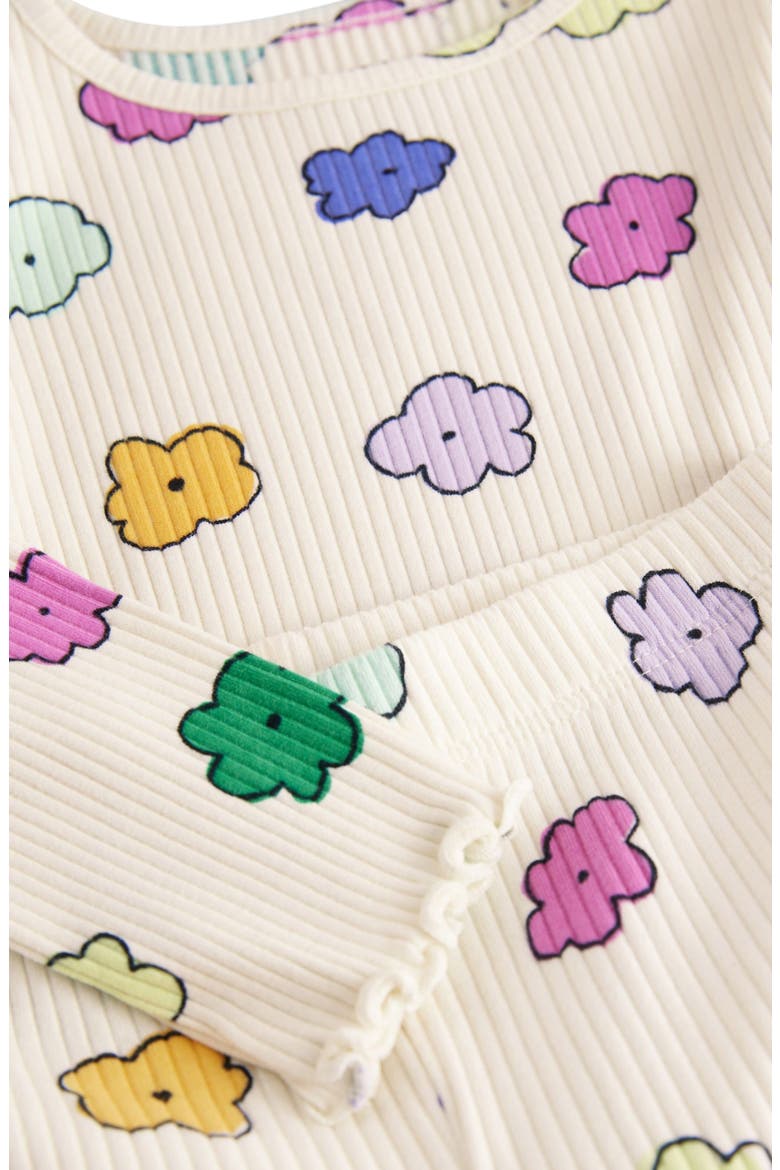 Kids' Floral Print Rib T-Shirt, Alternate, color, WHITE