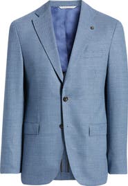 Jack Victor Midland Contemporary Fit Textured Light Blue Stretch Wool Sport Coat