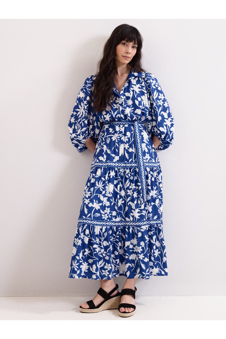 Floral Print Shirt Dress, Main, color, Blue
