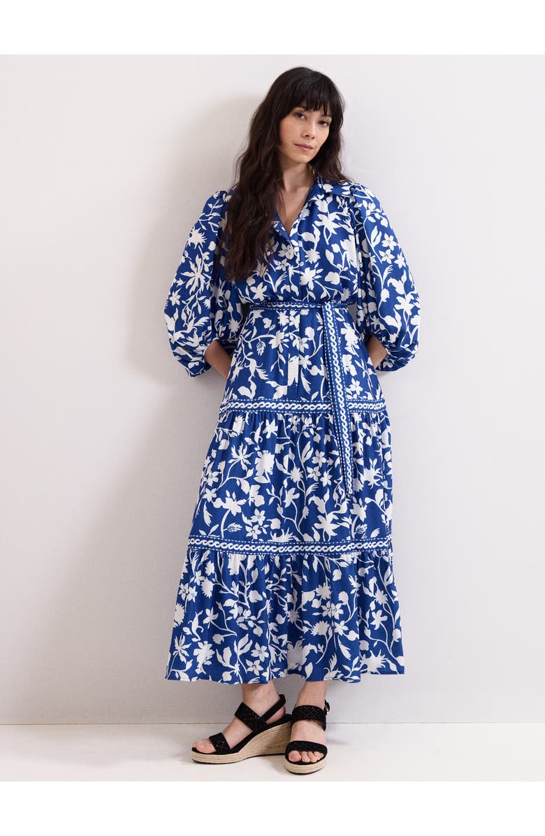 Phase Eight Floral Print Shirt Dress, Main, color, Blue