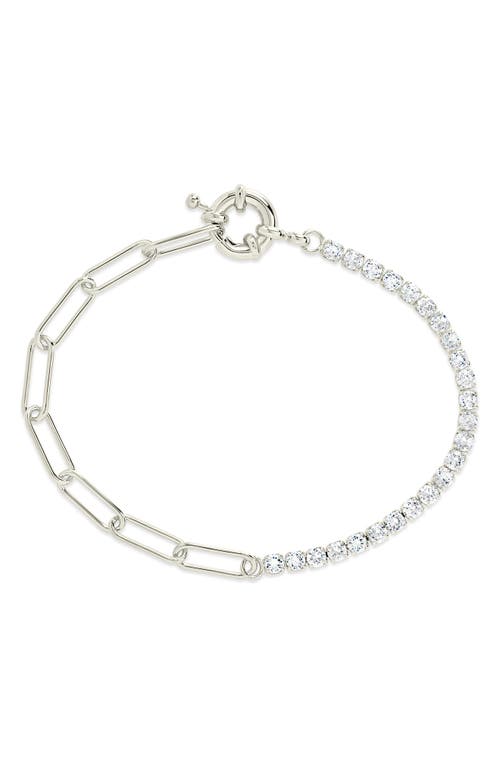 Sterling Forever Pave Cz Paperclip Chain Bracelet In Silver