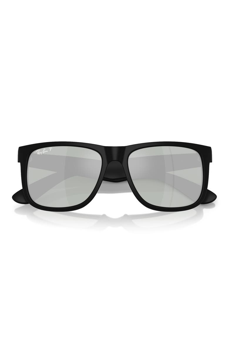 54mm Polarized Square Sunglasses, Alternate, color, RUBBER BLACK GREEN SILVER POL