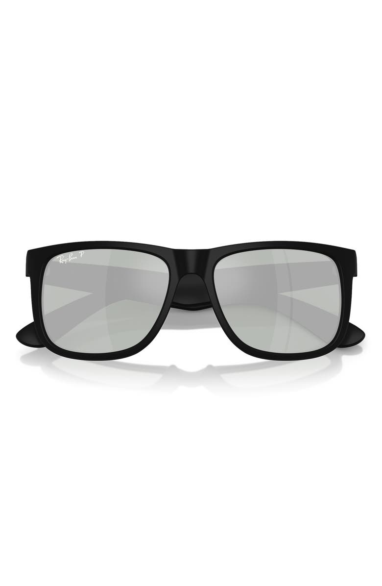 Ray-Ban 54mm Polarized Square Sunglasses, Alternate, color, Rubber Black Green Silver Pol