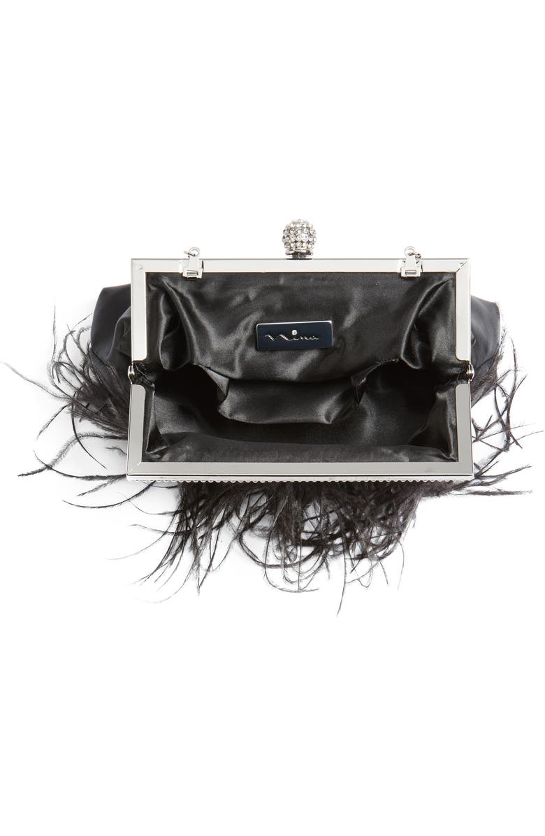 Nina Breena Feather Trim Frame Clutch, Alternate, color,