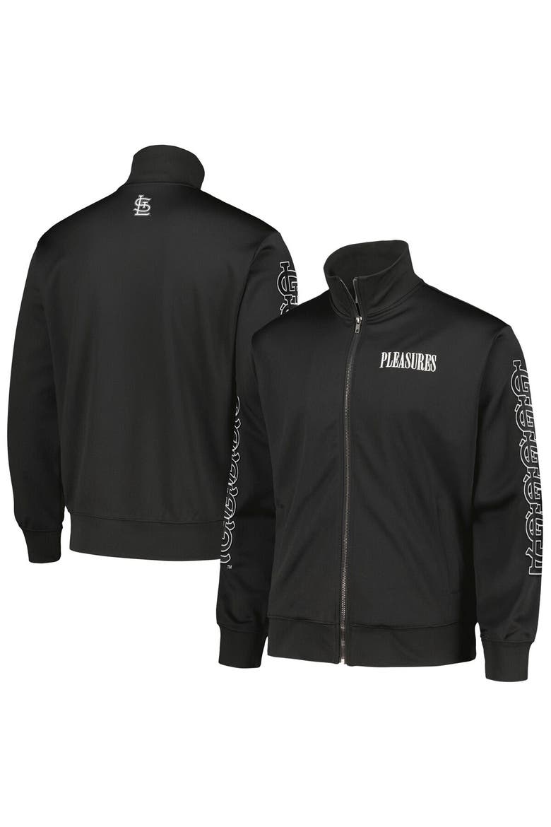 Men's PLEASURES Black St. Louis Cardinals Pitcher Full-Zip Track Jacket, Alternate, color, Black