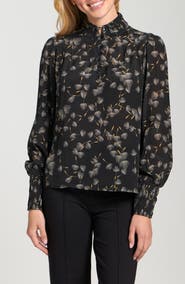 APNY Puff Shoulder Button Front Top