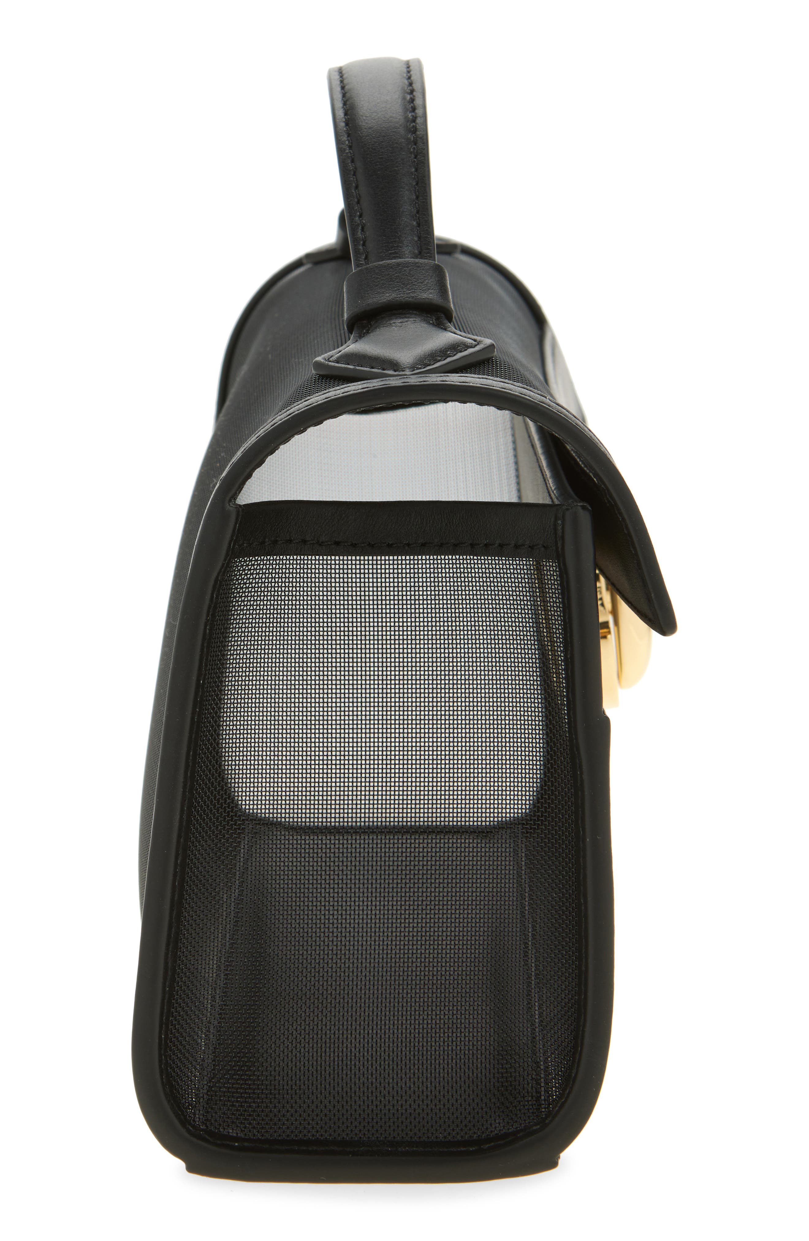 SAVETTE Symmetry Pochette Mesh & Leather Top Handle Bag, Alternate, color, 