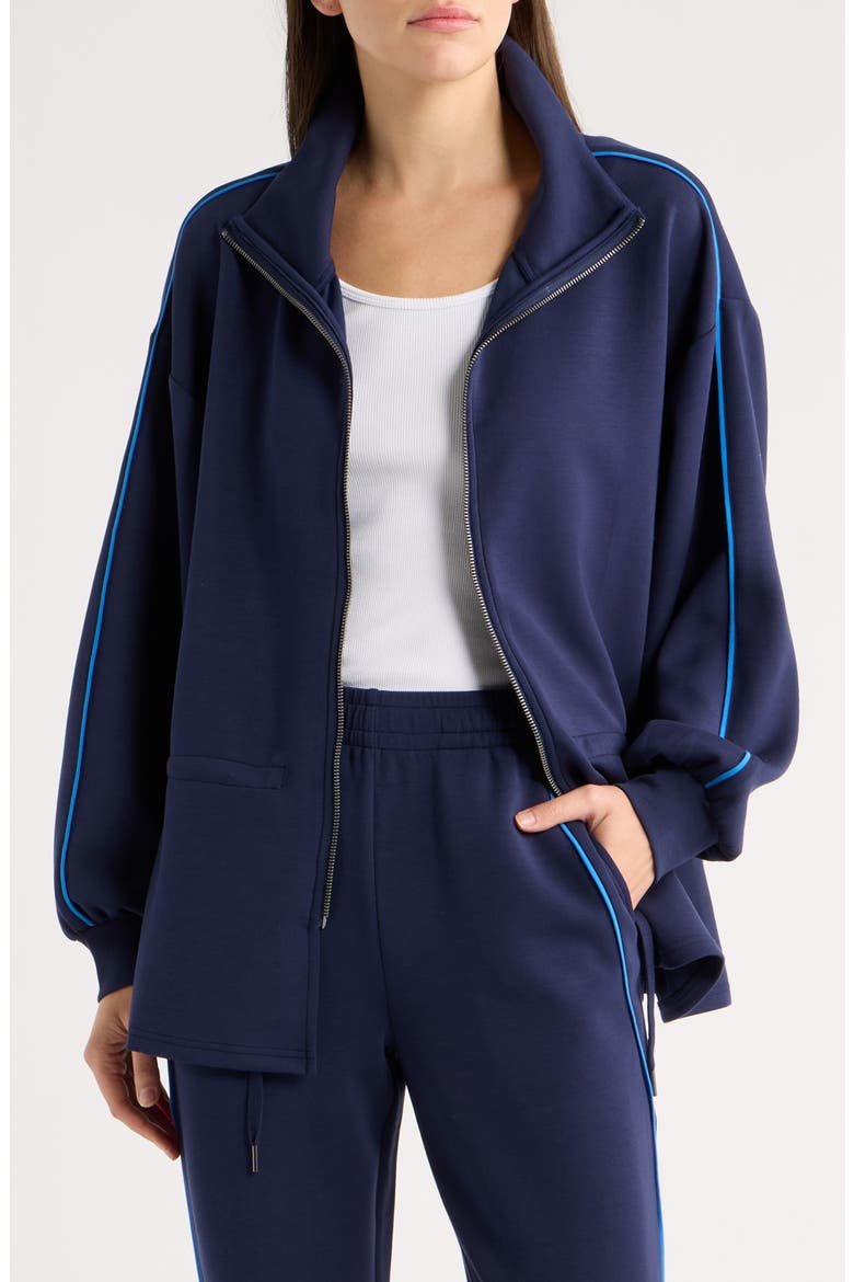 Zip Up Peplum Jacket, Main, color, EVENING BLUE