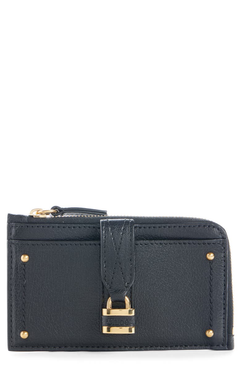 Chloé Small Paddington Leather Zip Wallet, Main, color, Black