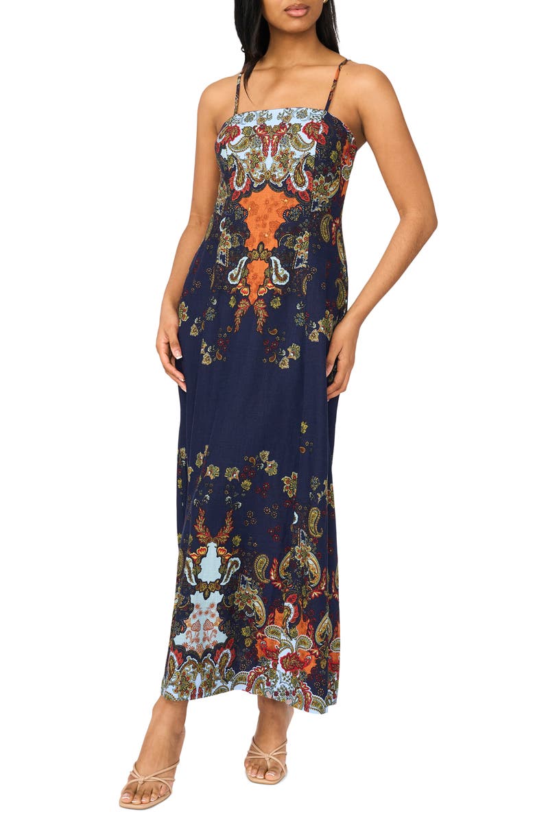 Parker Square Neck Maxi Dress, Main, color, Blue Bouquet