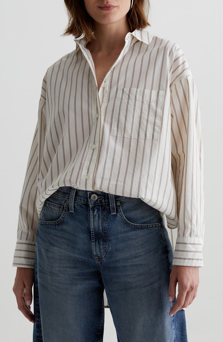 AG Brea Stripe Long Sleeve Cotton Button-Up Shirt, Main, color, 