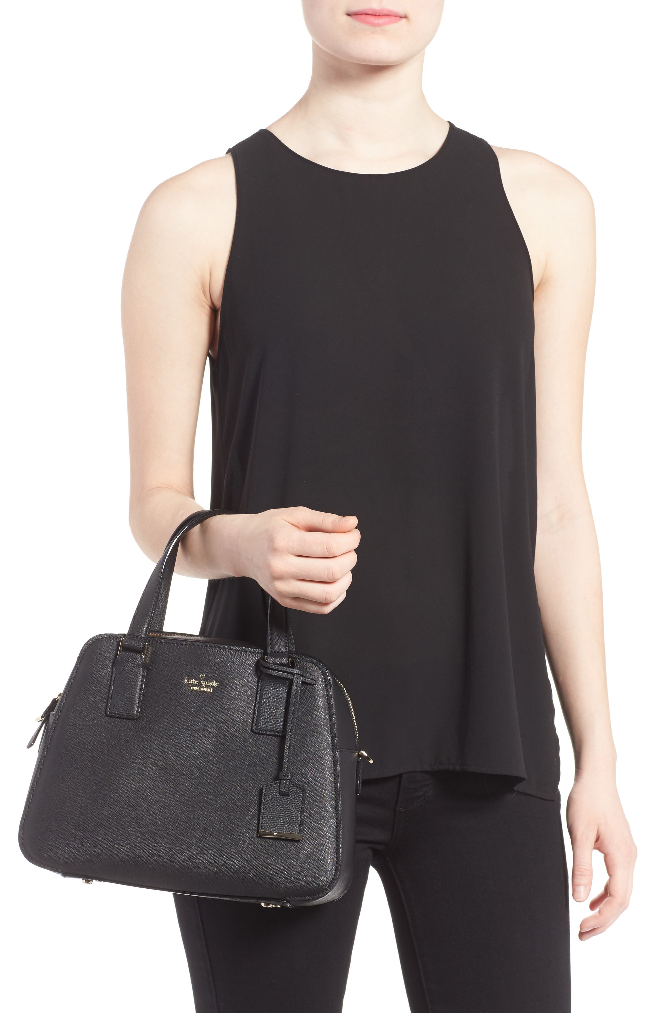cameron street - little babe leather satchel, Alternate, color, BLACK
