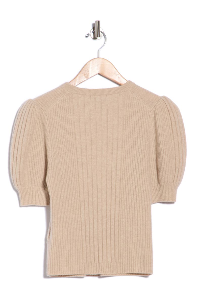 Kato Puff Shoulder Rib Sweater, Alternate, color, OATMEAL