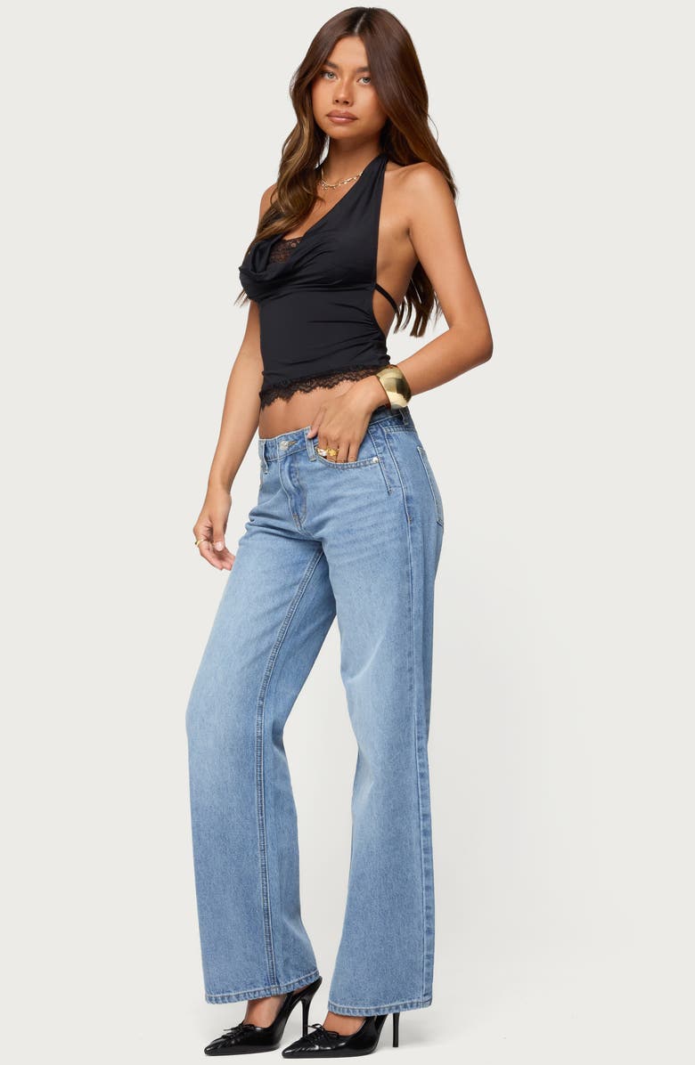 EDIKTED Holly Mid Rise Straight Leg Jeans, Alternate, color, Light-Blue