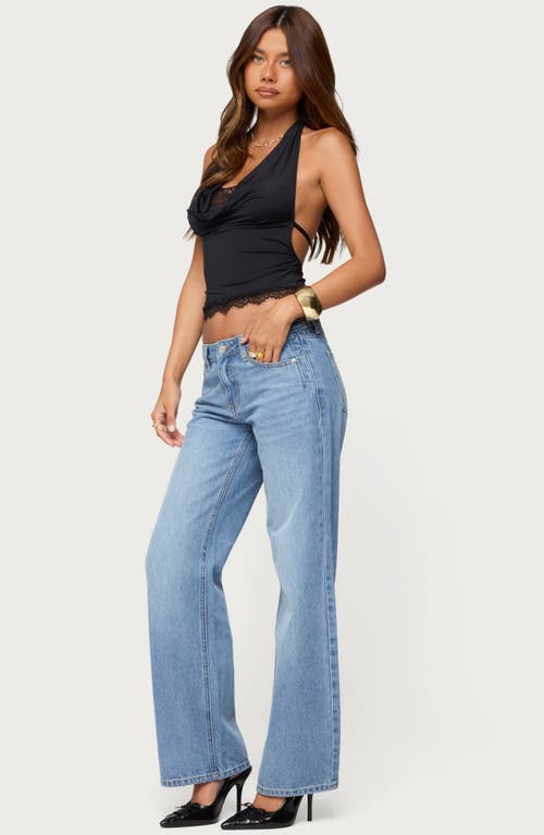 Edikted Holly Mid Rise Straight Leg Jeans In Blue