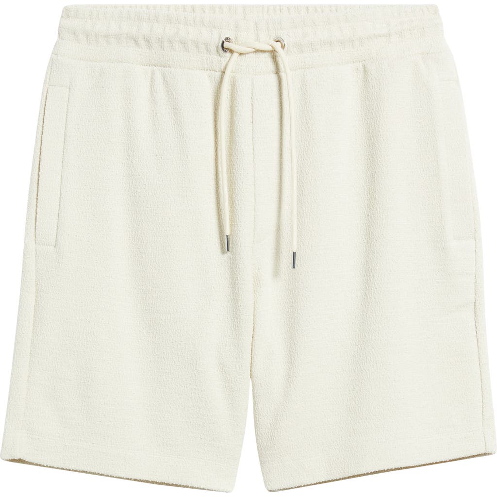 Hugo Boss Boss Leoni Drawstring Cotton Terry Cloth Shorts In Open White