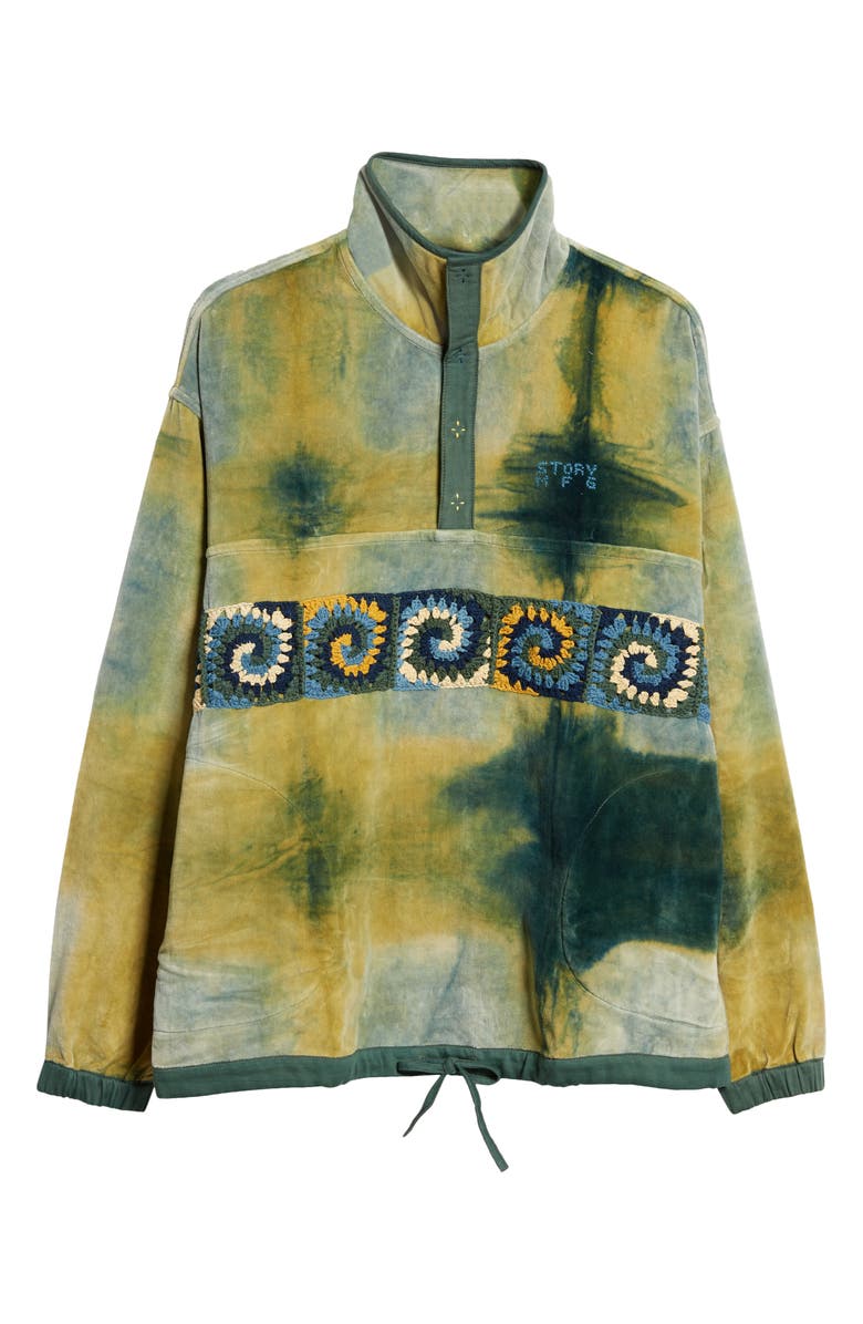 Story mfg. Polite Oversize Crochet Panel Organic Cotton Velveteen Pullover, Alternate, color, 