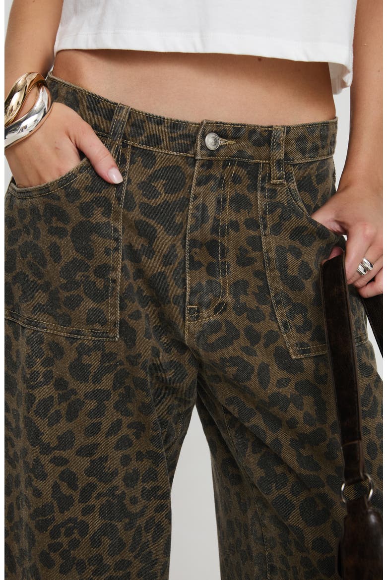 Briony Leopard Print Wide Leg Jeans, Alternate, color, BROWN