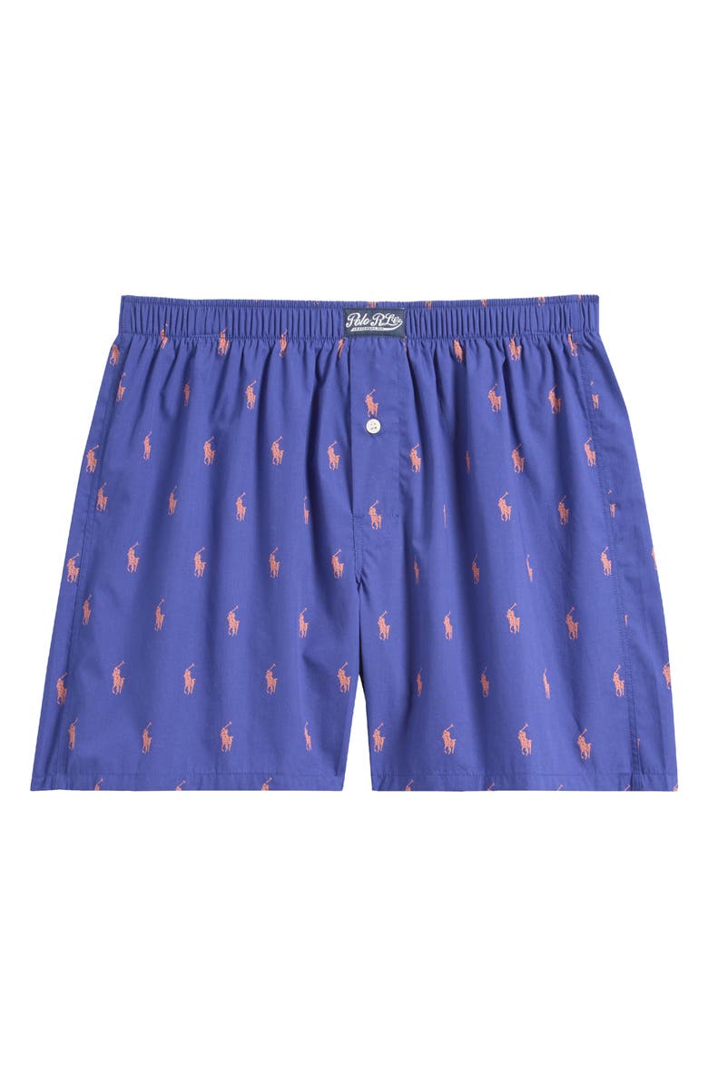 Polo Ralph Lauren Woven Cotton Boxers, Alternate, color, Boston Royal Spring Melon